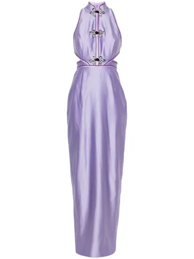 Huishan Zhang Leila Sleeveless Satin Gown In Purple