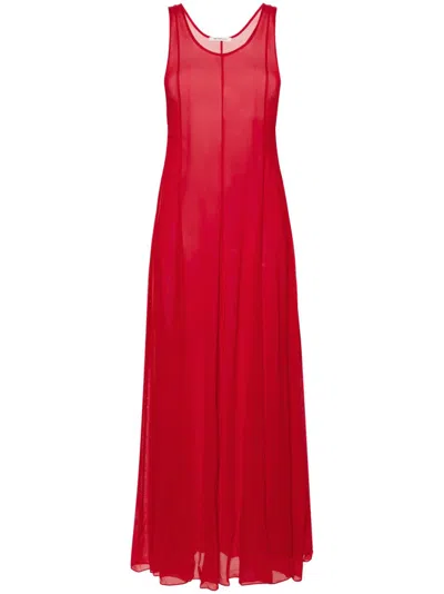 Peter Do Sheer Flared Maxi Dress In Red