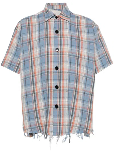 Greg Lauren Plaid-check Cotton Shirt In Blue