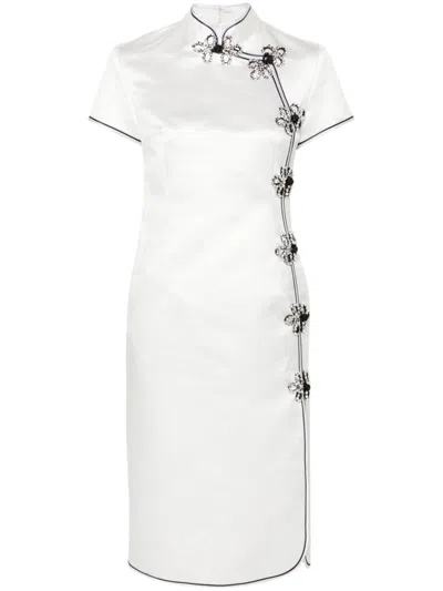 Huishan Zhang Manon Silk Midi Dress In White