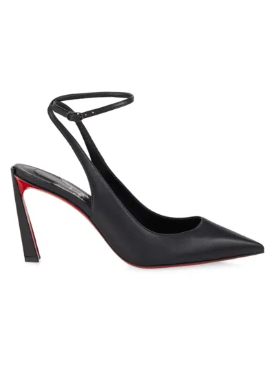 Christian Louboutin Condora Leather Red Sole Ankle-strap Pumps In Black
