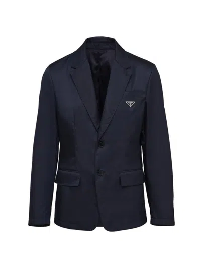 Prada Re-nylon Single-breasted Jacket In Blue