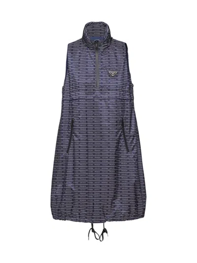 Prada Re-nylon Mini-dress In Blue