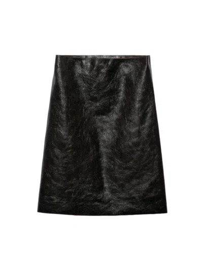 Prada Women's Craqueléleather Skirt In Black