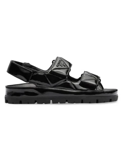 Prada Patent Leather Sandals In Black