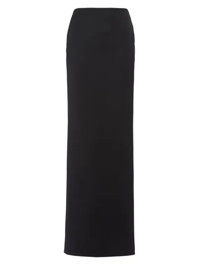 Prada Women's Long Wool Satin Skirt In Black