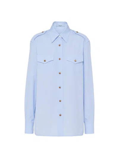 Prada Prince Of Wales Check Shirt In Light Blue