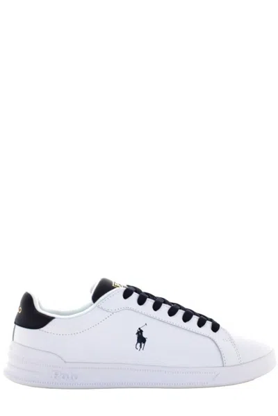 Polo Ralph Lauren Heritage Court Ii Leather Sneakers In White