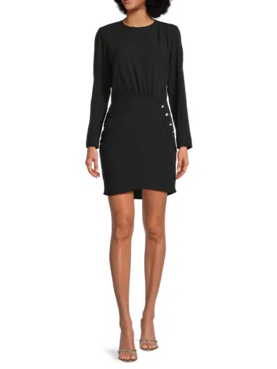 Ba&sh Viki Long Sleeve Mini Dress In Noir