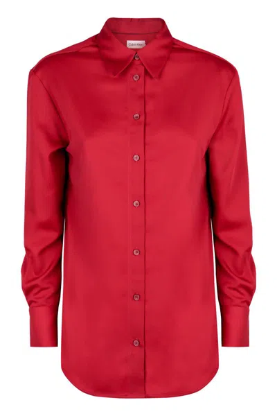 Calvin Klein Long Sleeve Shirt In Red