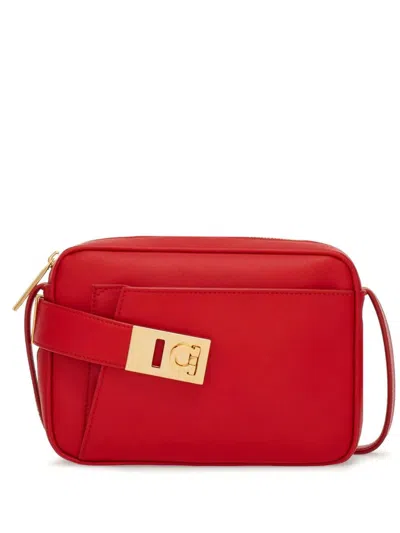 Ferragamo Small Camera Case Leather Crossbody Bag In Red