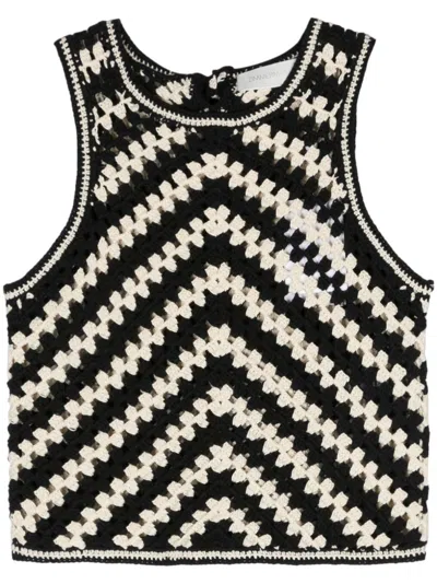 Zimmermann Halliday Crochet Tank Top In Black