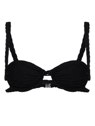 Isa Boulder Braided-straps Bikini Top In Black