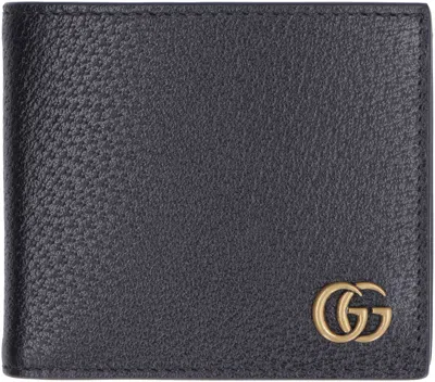 Gucci Marmont Leather Flap-over Wallet In Black