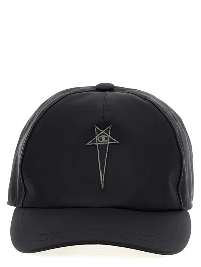 Rick Owens X Champion Logo Embroidered Basebbal Cap In Black