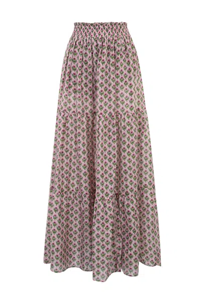 Mc2 Saint Barth Cheyenne Silk Voile Skirt In Rosa
