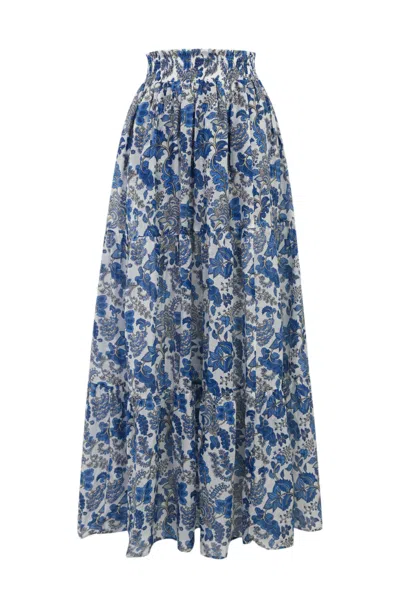 Mc2 Saint Barth Cheyenne Silk Voile Skirt In Blu