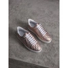 BURBERRY Metallic Check-quilted Leather Trainers,40578191