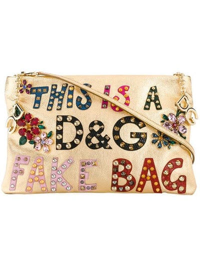 Dolce & Gabbana Cleo Appliqué Clutch Bag In Metallic