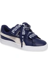 Puma Women's Basket Heart De Casual Sneakers From Finish Line In Blue Depths/white