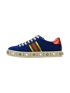 GUCCI BLUE VELVET SNEAKERS,481150 FASW04067