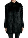 Karl Lagerfeld Fuzzy Fox Fur Coat In Black
