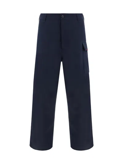 Marni Virgin Wool Navy Blue Cargo Pant In Blublack