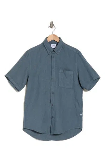 Nn07 Julio Short-sleeve Linen Shirt In Blau