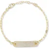 Chloe & Madison Chloe And Madison 14k Over Silver Cz Id Bar Bracelet In Gold