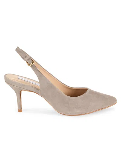 Saks Fifth Avenue Women's Leather Slingback Pumps In Grey Suede