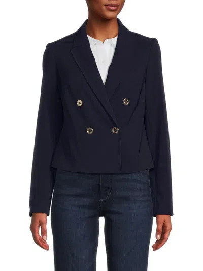 Tommy Hilfiger Women's Double Breasted Cropped Blazer In Midnight