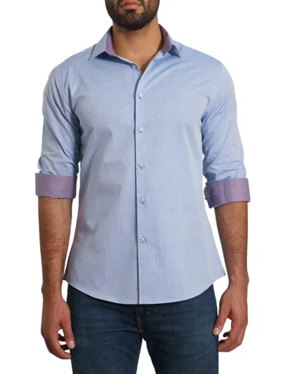 Jared Lang Men's Spread Collar Shirt In Blue
