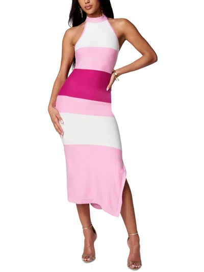 Bebe Womens Polyester Halter Dress In Multi