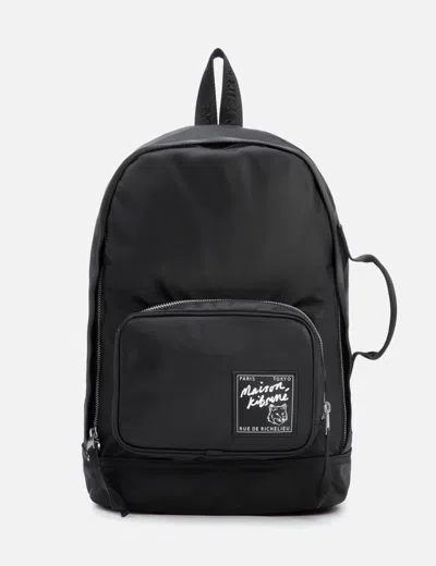 Maison Kitsuné The Traveller Logo-appliqué Backpack In Black
