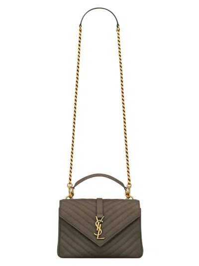 Saint Laurent Women's College Medium In Quilted Leather In Green