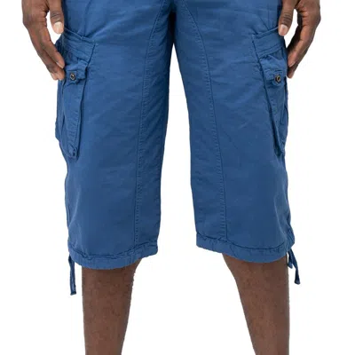 X-ray Men's Belted Long Cargo Shorts With Draw Cord In Blue