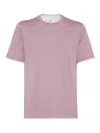 Brunello Cucinelli Men's Cotton Jersey Crew Neck T-shirt With Faux Layering In Light Purple