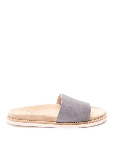Brunello Cucinelli Slide Sandals In Gray