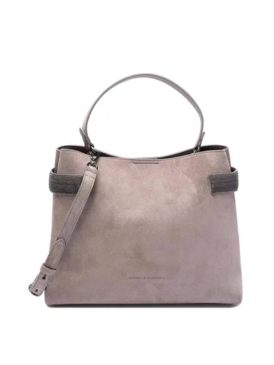 Brunello Cucinelli Bag With `precious` Bands In Gray
