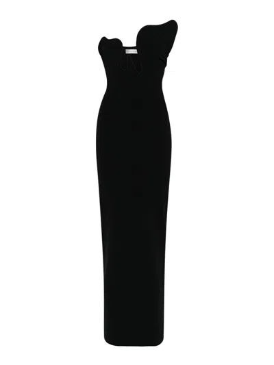 Christopher Esber Asymmetric Crepe Long Dress In Black