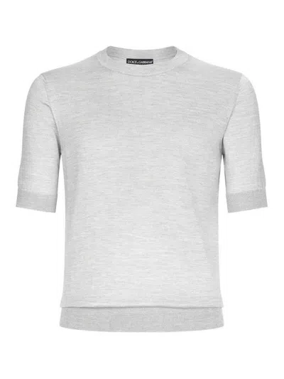 Dolce & Gabbana Short-sleeve Silk T-shirt In Beige
