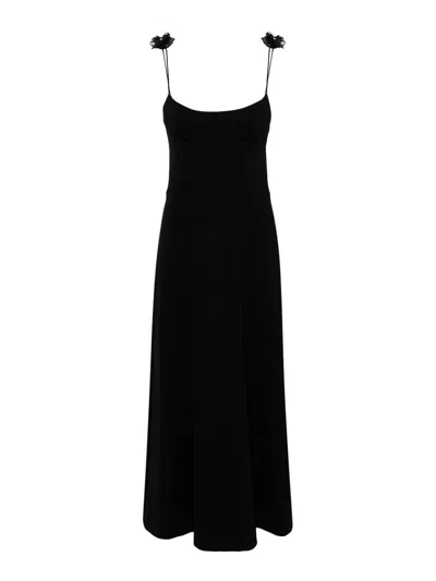 Magda Butrym Floral-detailed Midi Dress In Black