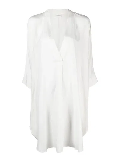 P.a.r.o.s.h V-neck Silk Midi Dress In White
