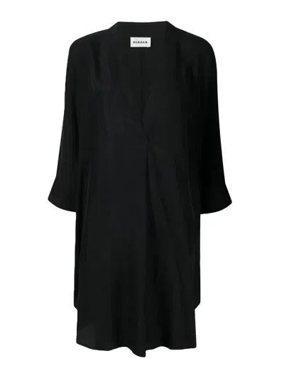 P.a.r.o.s.h V-neck Silk Midi Dress In Black