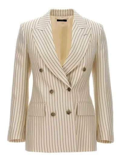 Tom Ford Striped Double-breasted Blazer In Multicolor
