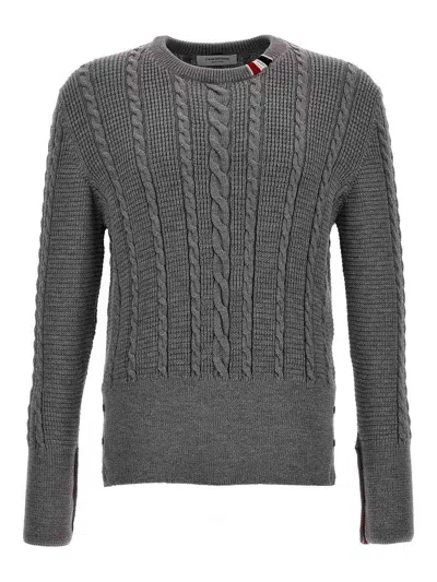 Thom Browne Cable Jumper, Cardigans Grey In Grey