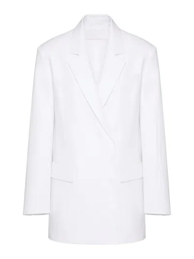 Valentino Compact Poplin Blazer In White