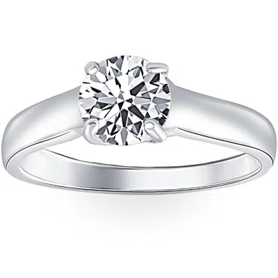 Pompeii3 1 Ct Solitaire Round Cut Diamond Engagement Ring 14k White Gold Lab Grown In Silver