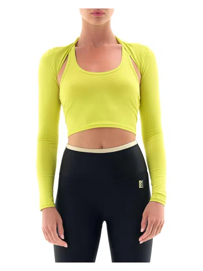 P.e Nation Womens Cut-out Nylon Crop Top In Green