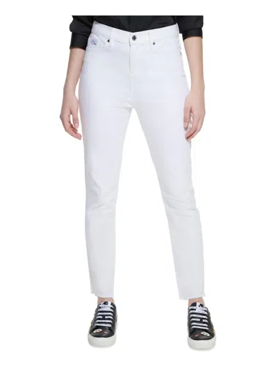 Karl Lagerfeld Womens Raw Hem Denim Skinny Jeans In White
